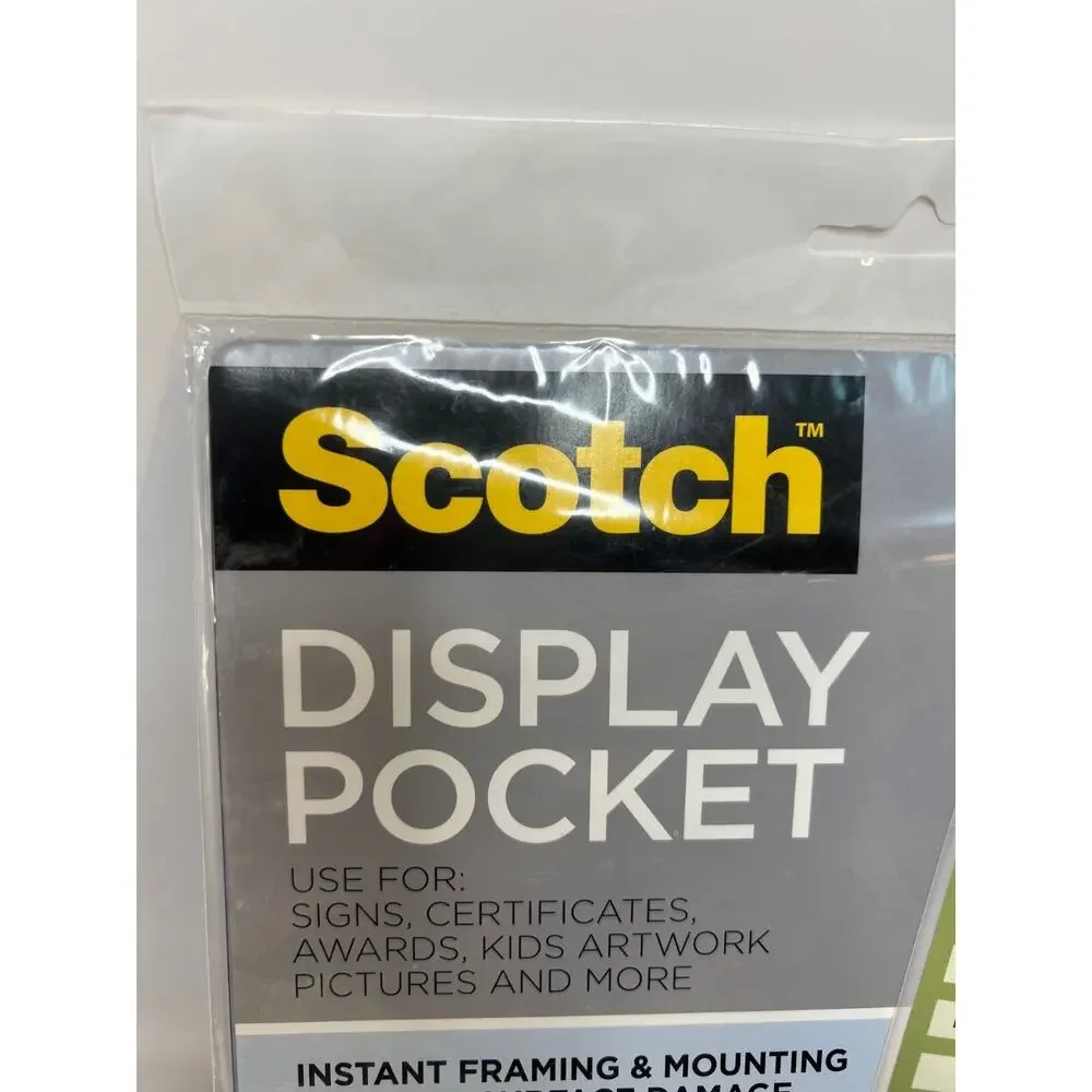 Scotch Display Pocket Removable Interlocking Fasteners Plastic 8-1/2 x 11 Clear